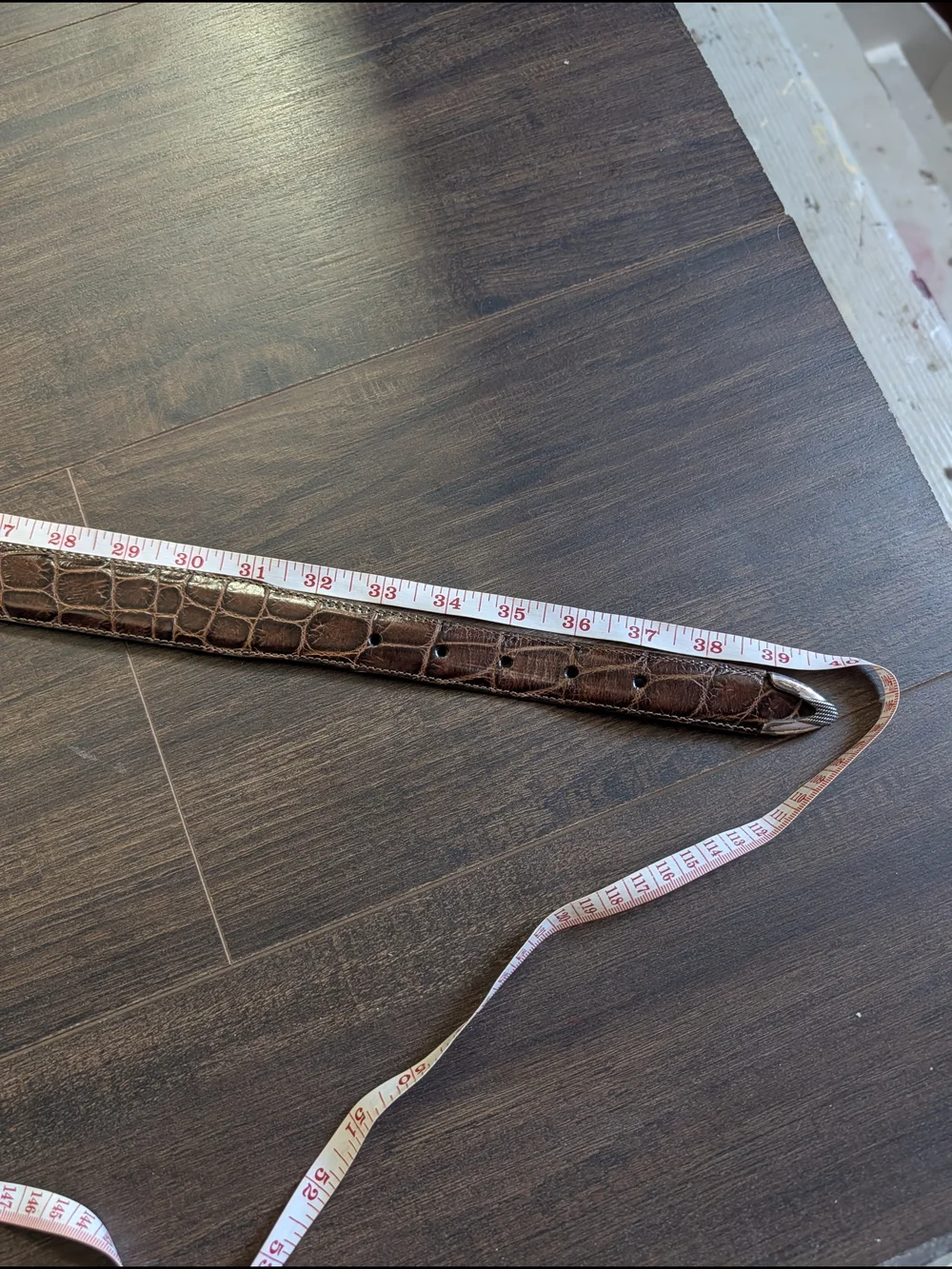 Onyx by Brighton Brown Alligator Leather Belt with Silver Buckle, Keeper And Tip